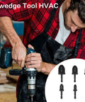 Man using drill with Six Piece HVAC Copper Pipe Expander Set With Swage Tools And Flaring Kit For Quick Pipe Expansion And Flare Work