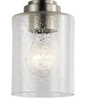 Winslow 7.5 Inch Mini Kitchen Pendant Light with clear seeded glass and brushed nickel finish