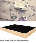 Dope Black Wooden Jewelry Tray With 24 Soft Padded Slots For Rings Bracelets Bangles And Chains Scratch Resistant Storage Holder Box showing organized jewelry layout.