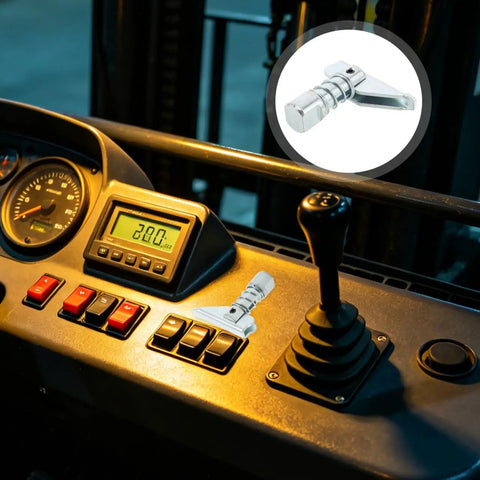 Solid 3 Piece Fork Positioner Limit Pins With Large Base And Reinforced Structure For 3 Ton Forklift in forklift control area.