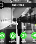 Close-up of a drill using All In One Magnetic Nut Driver Set With 65mm And 48mm Magnetic Drivers with 1/4 inch hex shank