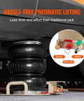 Beefy Triple Bag Air Jack For Cars, 3 Ton Pneumatic Lift With Six Steel Pipes, Raises Up To 17.7 Inches In 3 To 5 Seconds