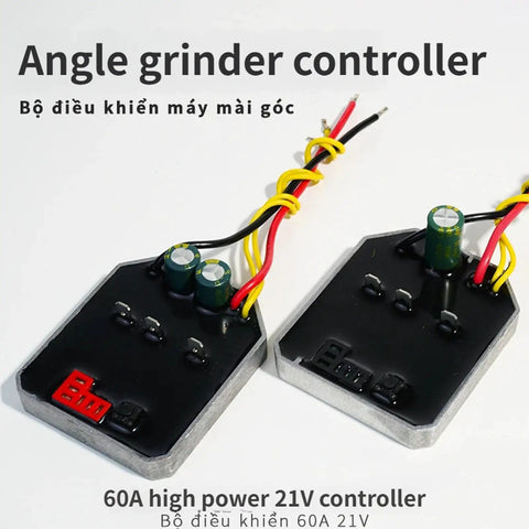 Heavy Duty 60 Amp 21 Volt Brushless Angle Grinder Control Board With Single Capacitor For Lithium Tools close-up view.