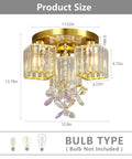Modern Semi Flush Mount Ceiling Light With Crystal Accents 5 Light Chrome Fixture For Kitchen Entryway Bedroom And Bathroom Close To Ceiling Design Industrial Style Lighting That Delivers Bright Elegant Ambience, measured at 11.22 inches diameter.