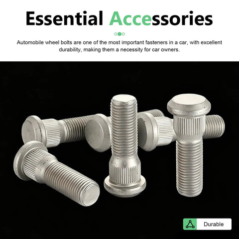 Heavy Duty Rock Solid Wheel Studs M12 By 1.5 Thread 49 Millimeter Long Steel Lug Bolts Rustproof Oem Replacement Auto Parts.