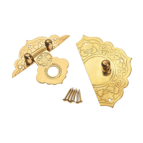 Antique Gold Box Hasp Latch 54x46mm Sturdy Brass Key Hasp Lock for jewelry boxes with screws