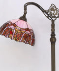 Tiffany Style Floor Lamp With Stained Glass Shade Adjustable Arched Gooseneck 66 Inch Tall Bronze Base Antique Reading Light