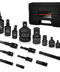 17 Piece Socket Adapter Set And Reducer For Impact Drivers With Universal Joint Sockets And Drill Adapters in case