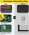 Huge 132 In 1 Precision Screwdriver Set With Magnetic Bits For Electronics And Bike Fixes High Hardness Drivers Plus Storage Case Totally Nailed It comparison chart with color-coded bits and storage box