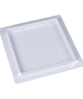 Eight By Eight Inch White Access Panel For Plumbing And Electrical Cables Slick Flush Or Surface Mount Design With Heavy Duty Abs Frame showing top view of the panel.