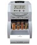 Digital Coin Sorter And Counter Machine With Automatic Currency Separator And Clear Display Tracks Total Value And Count Sorted Up To Two Hundred Coins Per Minute For No Sweat Cash Handling Jobs with four coin tubes.
