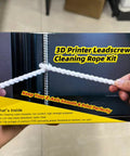 Leadscrew Cleaning Rope Kit For 3D Printers Quick Clean In Minutes No Tools Required With 40 Reusable Ropes 5 Lint Free Cloths And 2 PTFE Grease Syringes Lubricate Wipe Z Axis Maintenance For T8 T10 T12 T14 And Other FDM Printers box view
