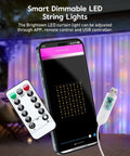 Smart Curtain String Lights 9.8ft 300 LED Fairy Lights With App Control And USB Power, 8 Modes, Waterproof Multicolor in use