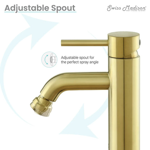 Ivy Bidet Faucet Brushed Gold Solid Brass Build Easy One Hole Install 1.2 GPM Flow Single Handle Hot Cold Control Slick Modern Bath Fixture Designed To Upgrade Your Vanity And Comfort adjustable spout