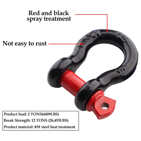 Two Pack Half Inch Heavy Duty D Ring Shackle Set Built Tough For Off Road Towing, 12 Ton Break Strength And 2 Ton Load Capacity close-up