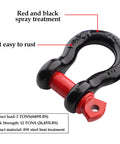 4 Pack 1/2 Inch D Ring Shackles Heavy Duty Tow Shackles with Screw Pin, red and black, 12 Ton Break Strength, for Off Road Recovery