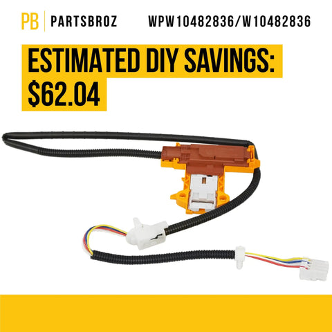 Door Latch Replacement Kit For Whirlpool Maytag Kenmore Washers Ultra Durable WPW10482836 W10482836 shown with wiring