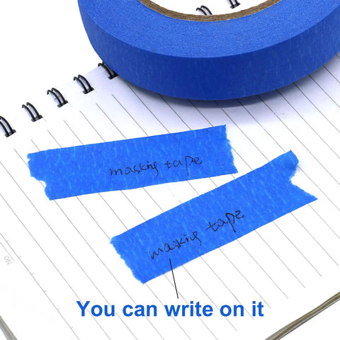 Blue Painter Tape 1 Inch By 60 Yards Six Roll Pack Pro Grade Masking Tape For Sharp Clean Lines On notebook with writing