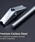 Premium carbon steel toggle bolt and threaded rod from 165 Piece Drywall Anchors And Screws Kit With Toggle Bolts And Wing Nuts