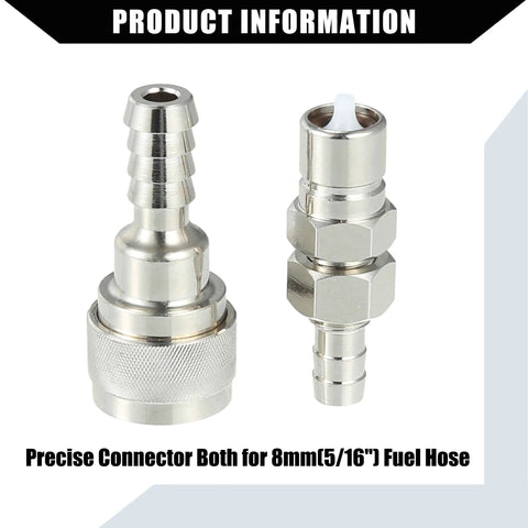 Five Sixteenth Inch Plug And Play Boat Fuel Connector Set With Male And Female Sockets And Locking Nut stainless steel