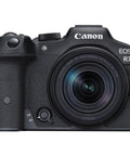 Front view of EOS R7 Mirrorless Camera Body With RF-S 18-150mm F3.5-6.3 IS STM Lens Bundle Including Deco Gear Photography Bag