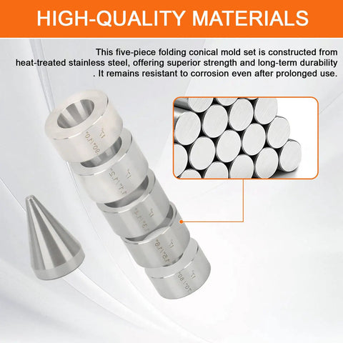Five Piece Folding And Reduction Die Set With Heavy Duty Stainless Steel Stabilizer and folding cone dies for metal forming