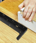 Heavy Duty L Shaped Wall Mounted Shelf Brackets In Black Steel Thickened 2 Pack with invisible design on wooden surface