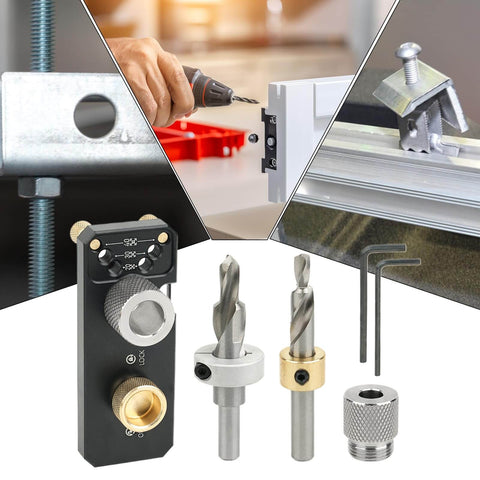 Rugged Aluminum Drill Guide For Frame Assemblies And Cabinet Joinery, Straight Bore Hole Positioner With Scale, Precision Drilling Jig