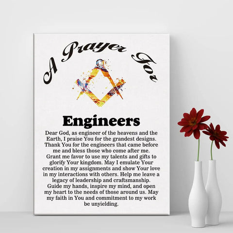 Engineer’s Prayer Canvas Wall Art For Office Decor And Home, Engineering Gift Poster 11.5x15 Inches, Framed Ready To Hang