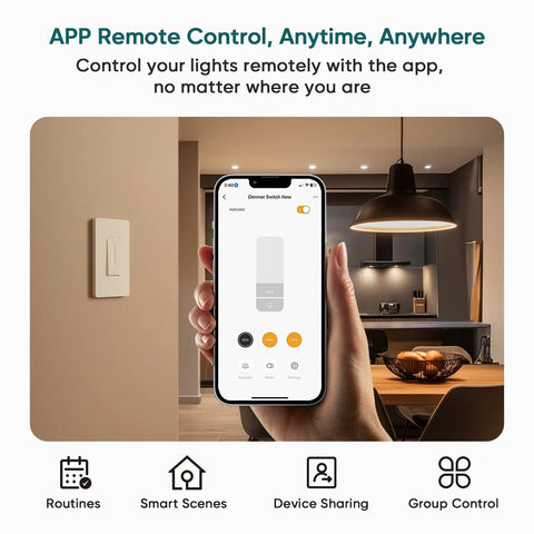 Hella Smooth WiFi Smart Dimmer Switch For Single Pole Wiring With Alexa And Google Home Control featuring mobile app for remote light control.