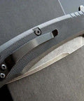 Folding Knife With D2 Blade And G10 Handle, durable everyday carry pocket knife with black finish on handle