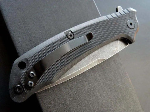Folding Knife With D2 Blade And G10 Handle, durable everyday carry pocket knife with black finish on handle