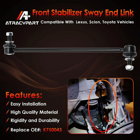 Front Sway Bar End Link Kit For 2010 To 2019 Lexus CT200h HS250h NX200t NX300h 2008 To 2016 Scion iM tC xB 2006 To 2018 Toyota Corolla iM Prius RAV4 Beefed Up Stabilizer Links Easy Install