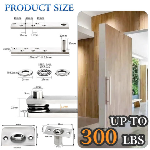 Hidden Door Hinges Set With 360 Degree Pivot For Murphy Bookcase Secret Door Kit Heavy Duty 300 Pound Capacity Rotating Hinge