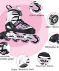 Light Up Inline Skates With Battery Free Illuminated Wheels And Luminous Shoelaces Four Size Adjustable For Kids Ages 5 To 12 Boys And Girls