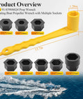 Universal Prop Wrench Kit With Floating Propeller Wrench And Nine Socket Sizes, Fits Common Prop Nuts, Yellow Tool
