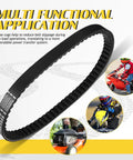 Tough Go Kart Drive Belt With Polyamide Fiber For Smooth Torque, Vibration Dampening And Extreme Racing durability That Keeps You Cruising Fast Without Any Stretching Or Shearing Woes On The Track black toothed belt shown with go kart use