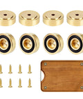 Solid Brass Cutting Board Feet With Grippy Silicone Pads Keep Your Boards Planted Tight No More Slip Sliding On Countertops Durable Eight Piece Leg Kit For Chopping Blocks with screws included.