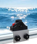 Heavy Duty 90 Degree Boat Track Bracket With 360 Degree Rotating Rod Holder, Aluminum Deck Or Side Mount Base For Versatrack Bass Tracker Ranger Track System, Compatible With Cannon RamMount Scotty And More on boat rail