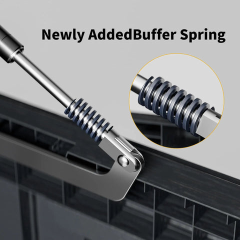 Close-up of buffer spring in the Monster Size Outdoor Storage Box 320 Gallon Lockable Resin Deck Box Weatherproof Patio Storage Bin.