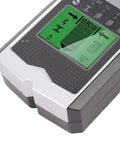 Hilitand Wall Scanner Detector, High Stud Finder with detailed LCD display showing detection features and battery indicators.