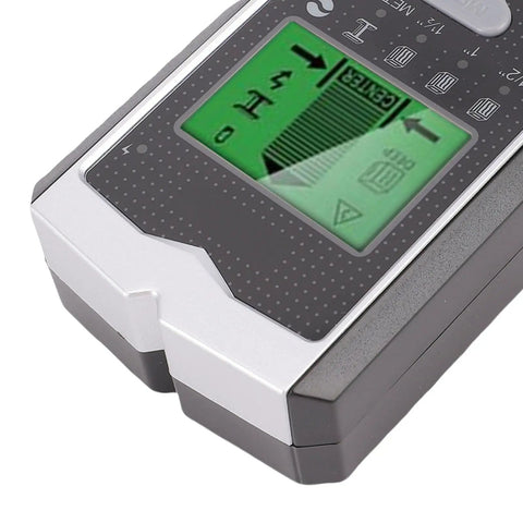 Hilitand Wall Scanner Detector, High Stud Finder with detailed LCD display showing detection features and battery indicators.