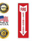 Fire Extinguisher Decal Self Adhesive Sticker 4x12 Inches 4 Mil Vinyl Sign For Indoor And Outdoor Use UV Protected And Waterproof Sleek Yet Tough As Nails Label Pack Of 3 featuring fire extinguisher arrow design with guarantees.