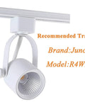 Juno Type LED Track Light Head 10W CRI 90 and Up 3000K Warm White Dimmable 40 Degree Tilt on Track Rail, White Finish