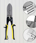 5 Blade Hand Crimper With Ergonomic Grip Non Slip Crimping Tool For HVAC Ducts And Pipes in black and yellow finish on display