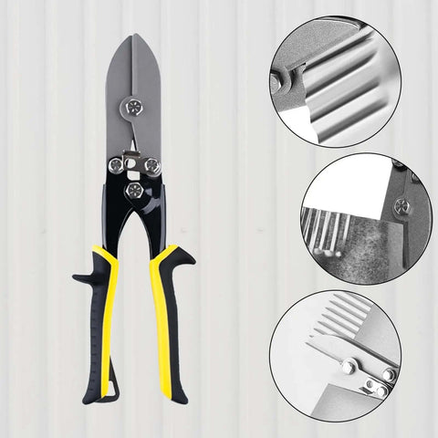 5 Blade Hand Crimping Tool For Sheet Metal And Gutter Ducts with lock, ergonomic grip, in black and yellow finish
