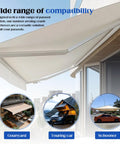 Heavy Duty Outdoor Awning Worm Gear Universal Aluminum Crank Handle Kit For Retractable Awnings 360 Degree Operation in use on balcony