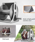 Top Notch Stainless Steel Hose Reel With Wall Mount Heavy Duty 40M Water Coil Rack And High Pressure Spray Gun For Garage Backyard Grind And Weekend Projects Built To Last in wall and portable modes.