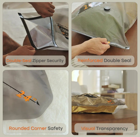 Cordless Vacuum Storage Bags 20 Pack With Rechargeable Wireless Pump features zipper security and reinforced double seal.