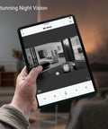 Person viewing live feed from 1080P Full HD Outdoor Wireless Security Camera With Color Night Vision For Indoor Or Outdoor Use